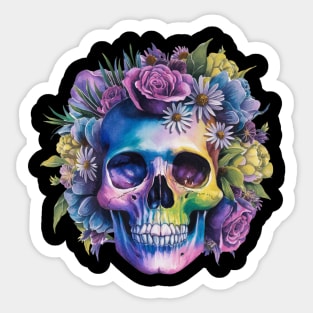 Floral Skull: Beauty and Darkness in Harmony Sticker
